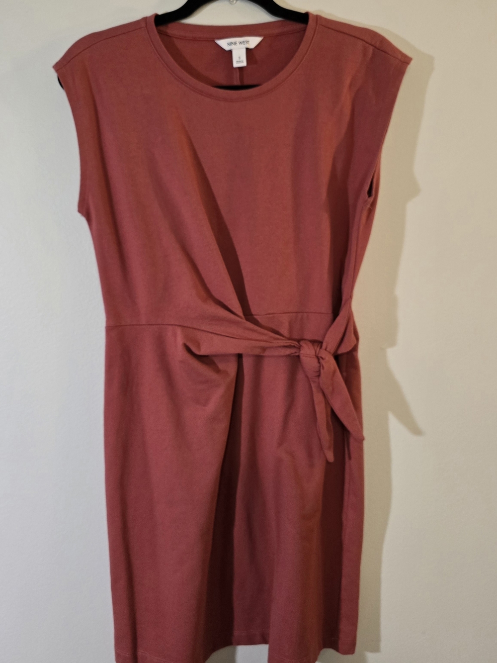 Nine West Dusty Rose Tie-Waist Midi Dress, Small
